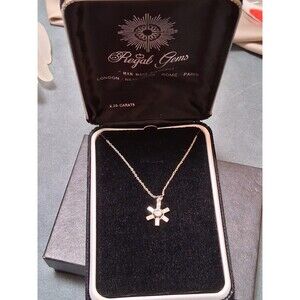 Regal Gems Gold Tone Snowflake Pendant Necklace Simulated Diamond 2.26 Carat
